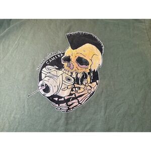 PUNK with Camera Graphic T Shirt By Artist Brandon Walsh Size XL Gildan Cotton